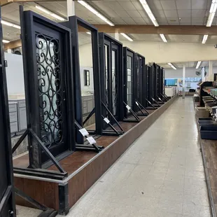 rows of steel doors and windows