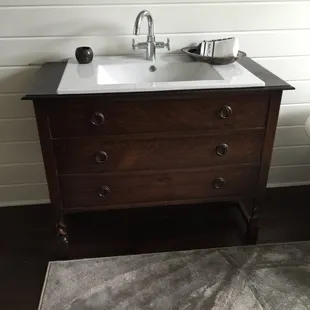 My new sink fit right into my 100 plus year old antique oak vanity! LOVE IT! You guys rock!