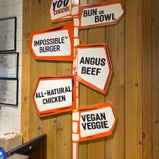 a sign in a restaurant