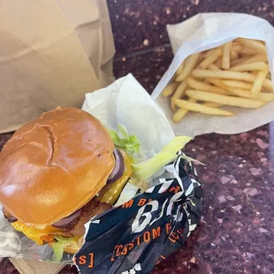 a burger and french fries