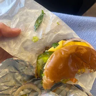 Long black hair in my burger.