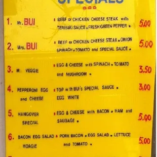 menu