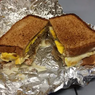 Scrapple egg and cheese on wheat toast - $4.50