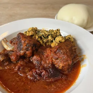 Goat Stew, Egusi, Pounded Yams. Soooooo delicioussssss