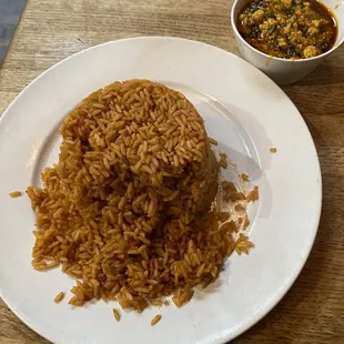 Jollof Rice and side of egusi