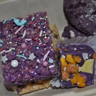 Ube Rice Crispie and Halo Halo Fudge