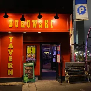 the entrance to the restaurant