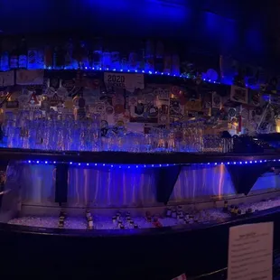 a bar with blue lights