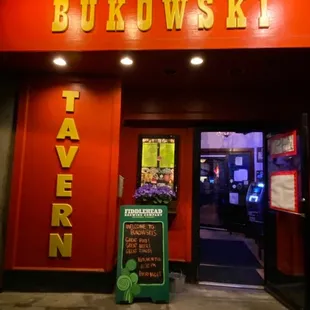 the entrance to the restaurant