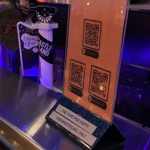 a qr code on the counter