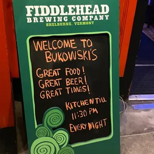 a welcome sign for the pub