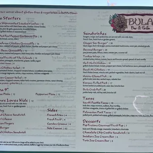 Food menu
