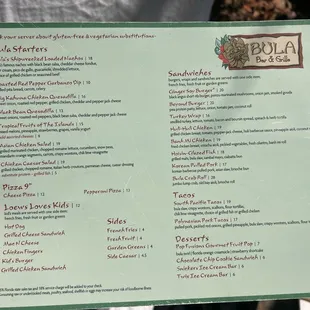 menu