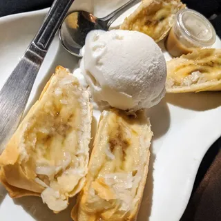 Banana Rolls with Coconut Ice Cream (V)