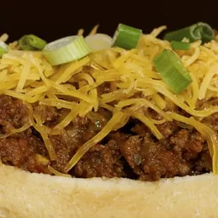 CHili Cheese Dog All Beef House Made Chili, Cheddar Cheese and Green Onions