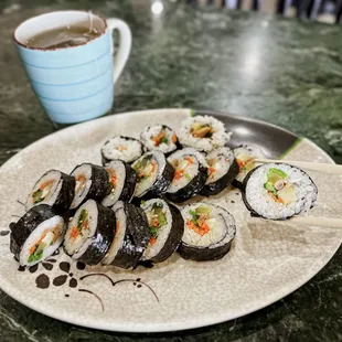a plate of sushi