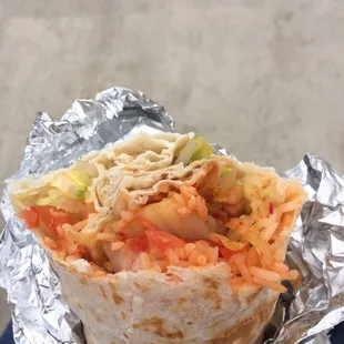 Too much veggie and flour tortilla, not enough chicken. Bleh.