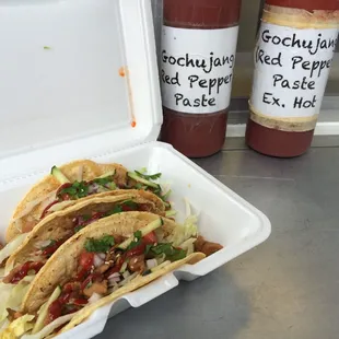 $7 for chicken Korean  tacos