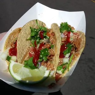 Chicken taco sadly the tortilla was cold