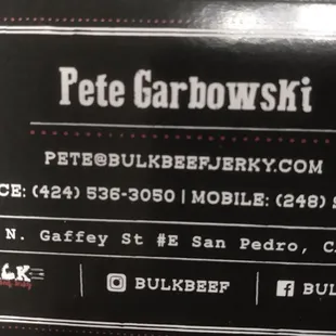 business card for pete garbowski