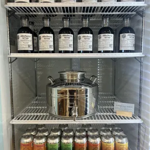 a refrigerator full of canned food