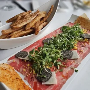 Wagyu Carpaccio and Bull &amp; Bear Fries