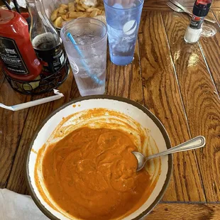 Tomato basil soup and fish &amp; chips