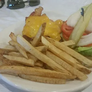 a burger and fries