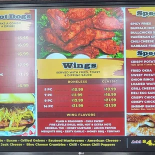 Outrageously overpriced wing menu.