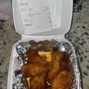 receipt reflects i paid extra for all flats  hot chili wing