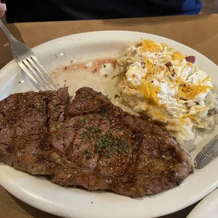 10oz Ribeye and side of Loaded Mashed Potatoes