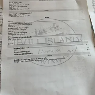 menu