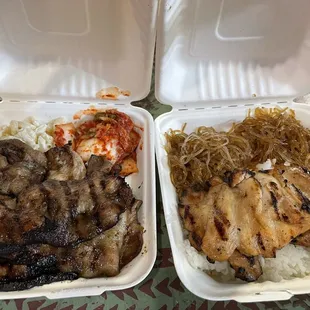 Bbq pork mini on the left Bbq chicken mini on the right