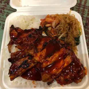 Spicy Bbq Chicken, minus 2 veggies extra rice.