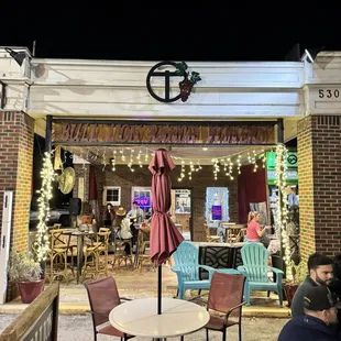 outside seating area at night