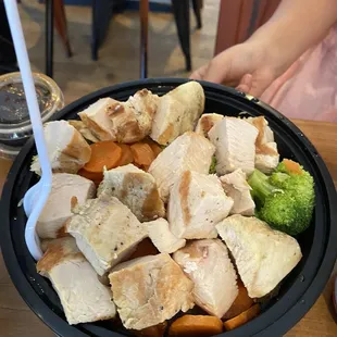Grilled chicken and vegetables.