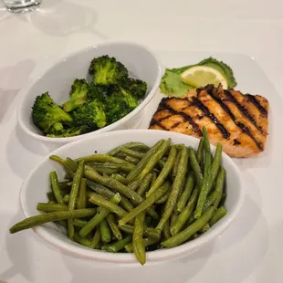 Salmon was great fresh vegetables also were perfectly cooked and delicious
