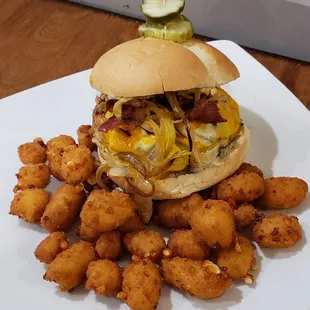 Burgers are amazing and you can build your own!  Cheese curds are awesome!!