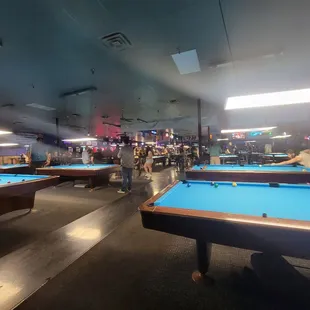 a group of people playing pool