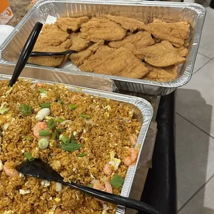shrimp fried rice / fried fish / fried chicken