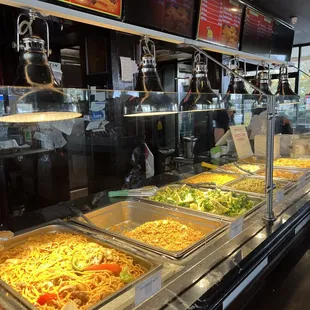 a buffet of food