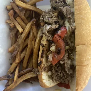 a sandwich and french fries