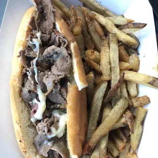 a sandwich and french fries