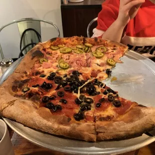 a woman eating a slice of pizza