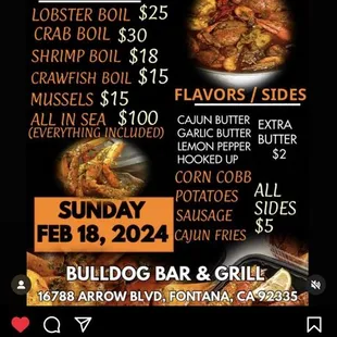 Flyer for the food and hookah to see who cooked and supplied the pretty hookah