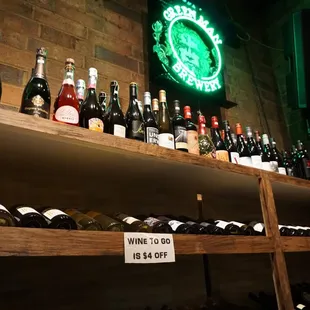 bottles of wine on shelves
