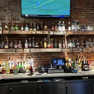 The well stocked bar.
