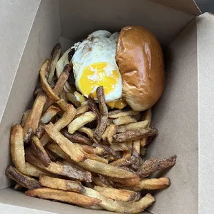 Morning burger plain w fried creamy egg  (no extras)