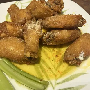 Garlic Parmesan wings in a pool of grease
