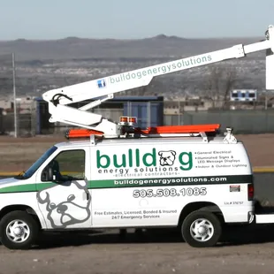 Our bucket-van, for those hard-to reach parking lot or store-front lights